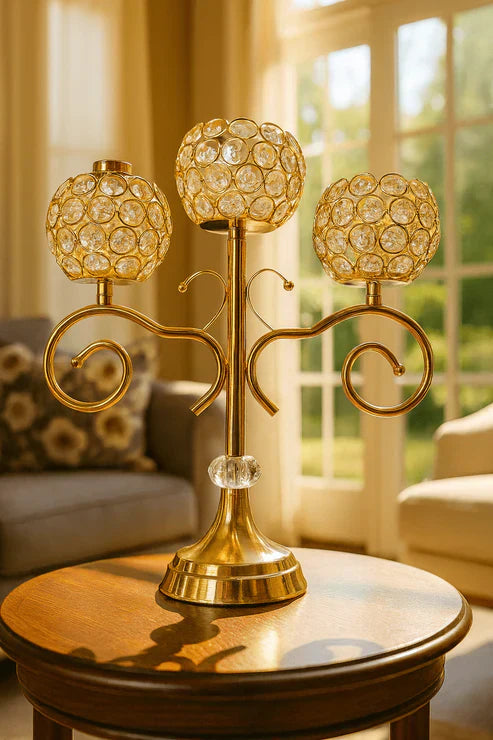 Crystal 3-Head Candle Holder